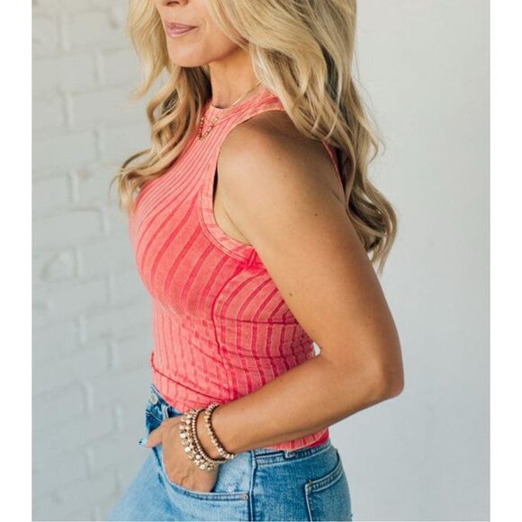 Zenana Ribbed Washed Round Neck Tank Size S - Picture 1 of 6